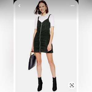 Topshop Green Corduroy Zip-Up Dress (Sz. 4)